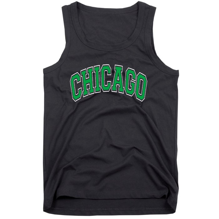 Chicago Arched Green Text Tank Top