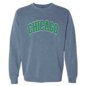 Chicago Arched Green Text Garment-Dyed Sweatshirt