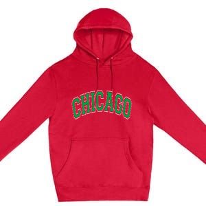 Chicago Arched Green Text Premium Pullover Hoodie