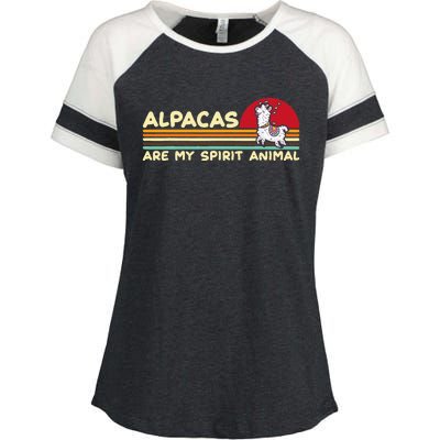 Cute alpaca groups design, alpacas are my spirit animal Enza Ladies Jersey Colorblock Tee