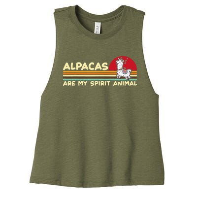 Cute alpaca groups design, alpacas are my spirit animal Women's Racerback Cropped Tank