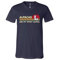 Cute alpaca groups design, alpacas are my spirit animal V-Neck T-Shirt