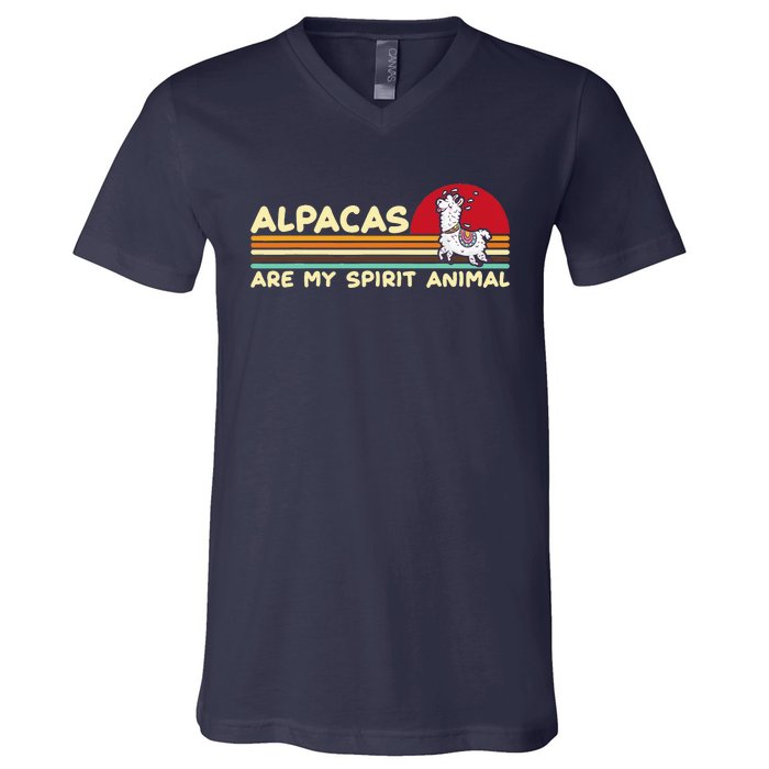 Cute alpaca groups design, alpacas are my spirit animal V-Neck T-Shirt