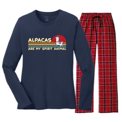 Cute alpaca groups design, alpacas are my spirit animal Women's Long Sleeve Flannel Pajama Set 