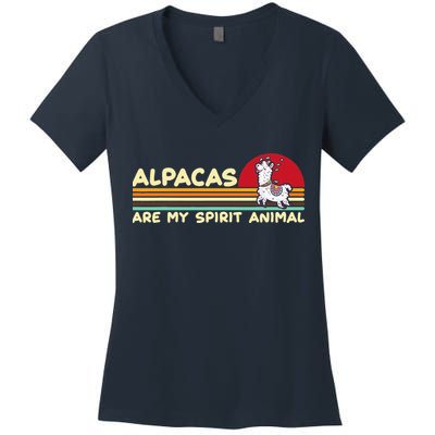 Cute alpaca groups design, alpacas are my spirit animal Women's V-Neck T-Shirt