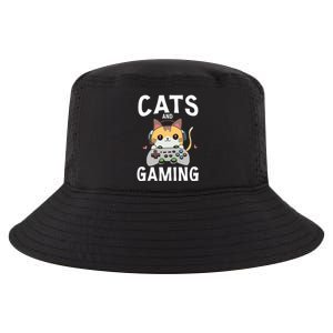 Cats And Gaming Funny Cat Lover Gaming Gift Gamer Cool Comfort Performance Bucket Hat