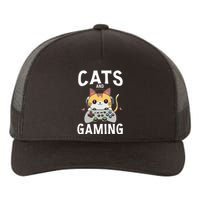 Cats And Gaming Funny Cat Lover Gaming Gift Gamer Yupoong Adult 5-Panel Trucker Hat