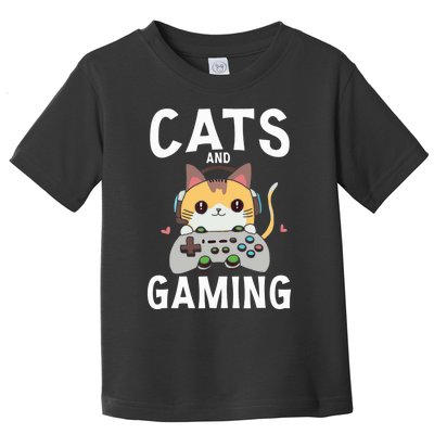 Cats And Gaming Funny Cat Lover Gaming Gift Gamer Toddler T-Shirt