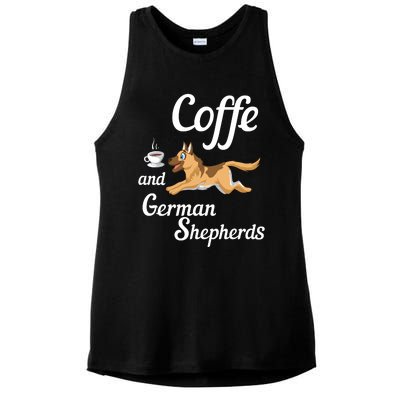 Coffee And German Shepherds Ladies PosiCharge Tri-Blend Wicking Tank