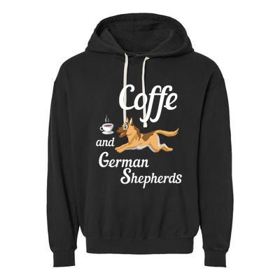 Coffee And German Shepherds Garment-Dyed Fleece Hoodie