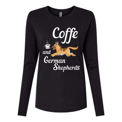 Coffee And German Shepherds Womens Cotton Relaxed Long Sleeve T-Shirt