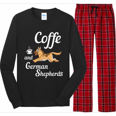 Coffee And German Shepherds Long Sleeve Pajama Set