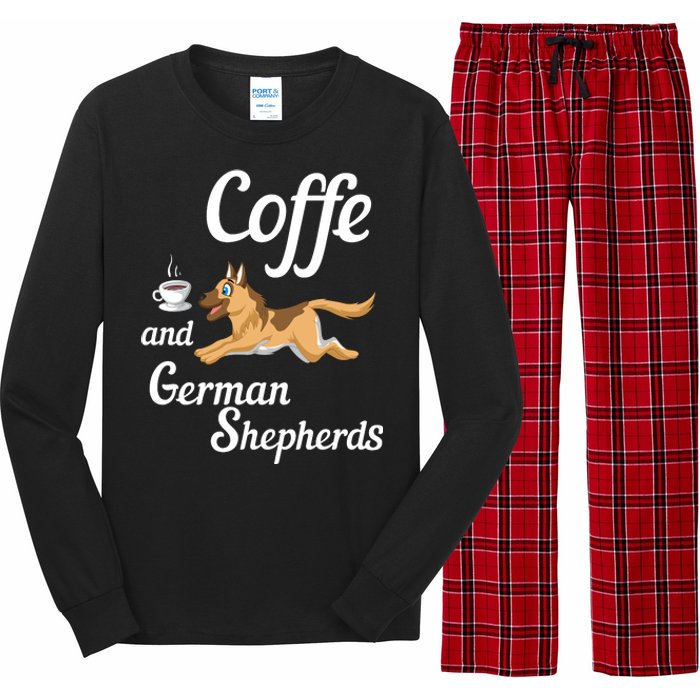 Coffee And German Shepherds Long Sleeve Pajama Set