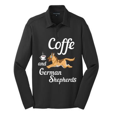 Coffee And German Shepherds Silk Touch Performance Long Sleeve Polo