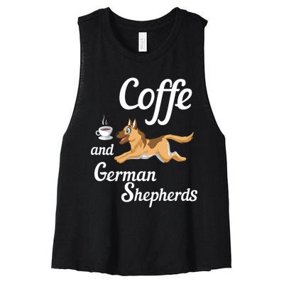 Coffee And German Shepherds Women's Racerback Cropped Tank