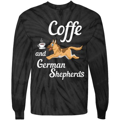 Coffee And German Shepherds Tie-Dye Long Sleeve Shirt