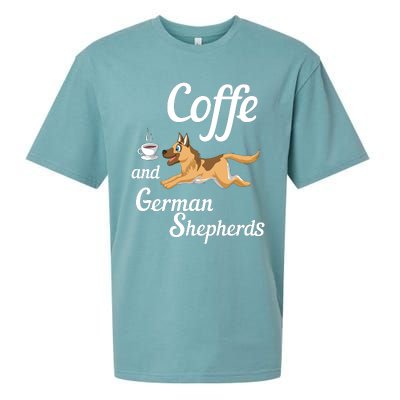 Coffee And German Shepherds Sueded Cloud Jersey T-Shirt