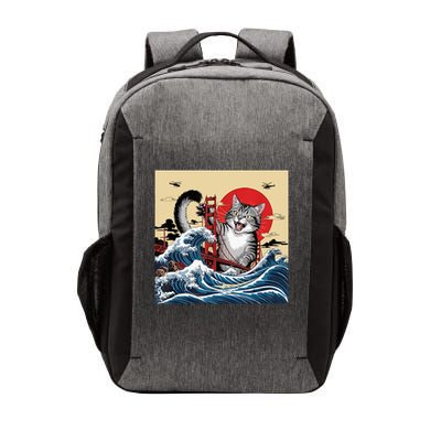 Catzilla Attacking Golden Gate Bridge Funny Cat Design  Vector Backpack