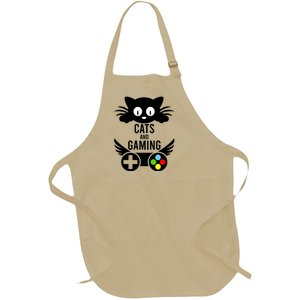 Cats And Gaming Funny Cat Lover Video Games Full-Length Apron With Pockets