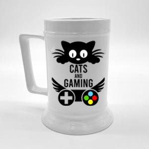 Cats And Gaming Funny Cat Lover Video Games Beer Stein