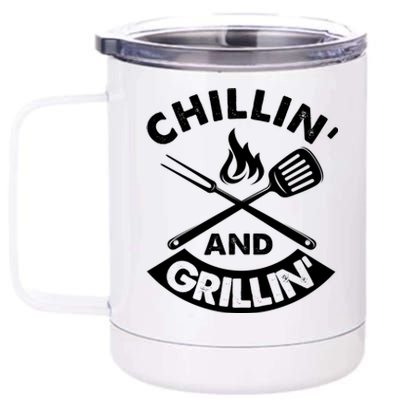 Chillin And Grillin Bbq Griller Smoker Grillmaster Great Gift 12 oz Stainless Steel Tumbler Cup