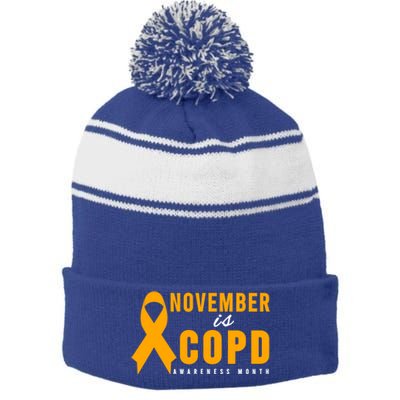 Copd Awareness Gift Meaningful Gift November Is Copd Awareness Month Gift Stripe Pom Pom Beanie