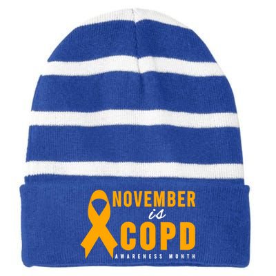 Copd Awareness Gift Meaningful Gift November Is Copd Awareness Month Gift Striped Beanie with Solid Band