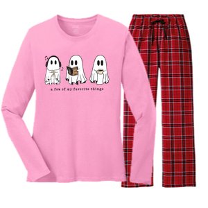 Cute Acotar Ghost A Few Of My Favorite Things Ghosts Women's Long Sleeve Flannel Pajama Set 