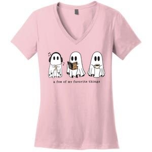 Cute Acotar Ghost A Few Of My Favorite Things Ghosts Women's V-Neck T-Shirt