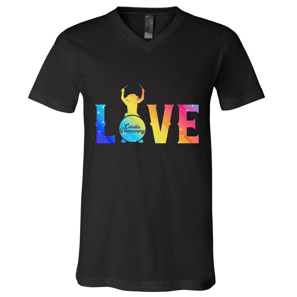 Cardio And Gym Colored Love Cardio Drumming V-Neck T-Shirt