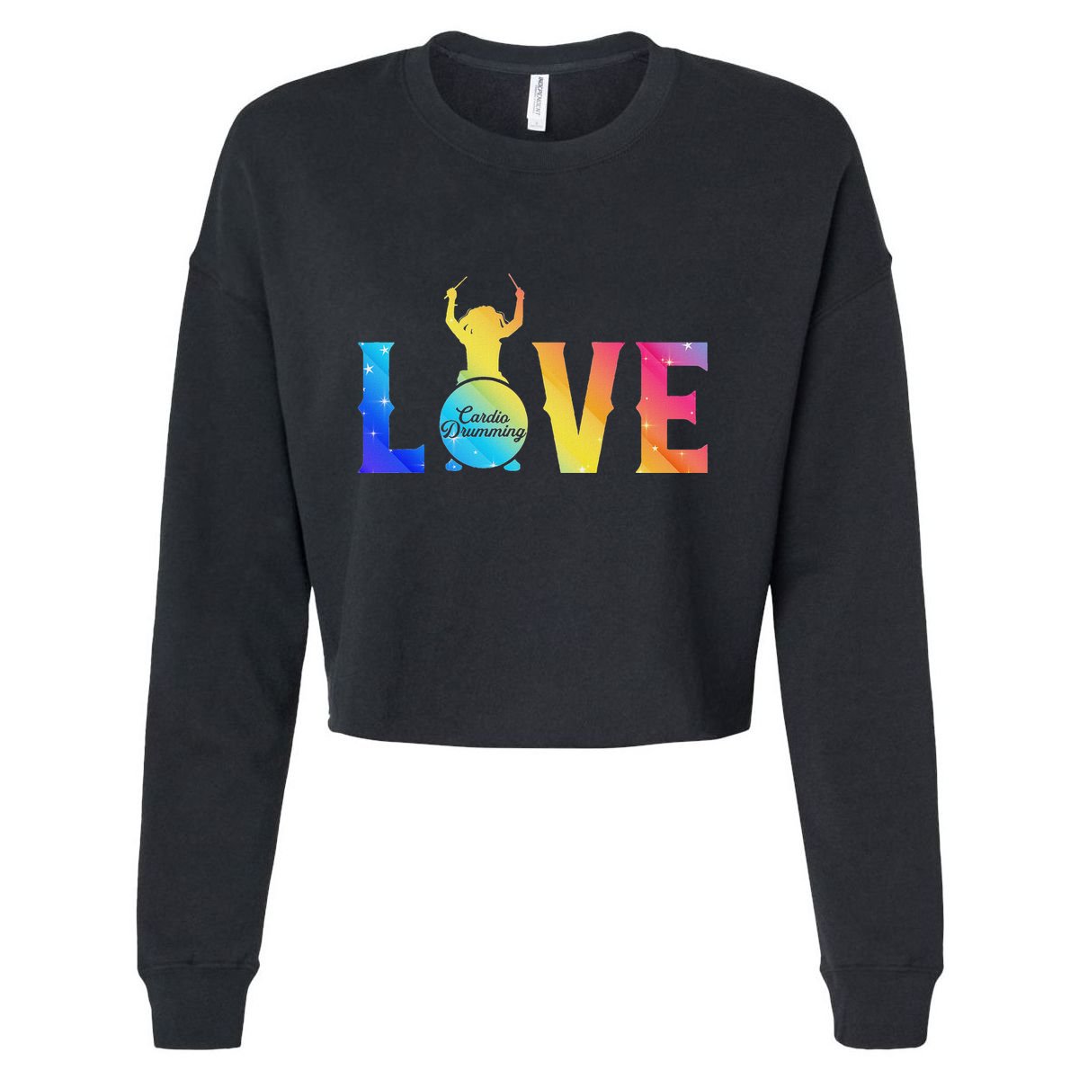 Cardio And Gym Colored Love Cardio Drumming Cropped Pullover Crew