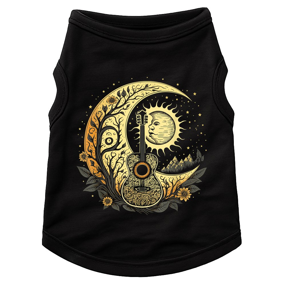 Cottagecore Acoustic Guitar With Moon, Sun And Stars Doggie Tank