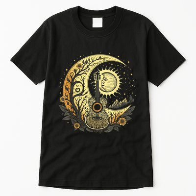 Cottagecore Acoustic Guitar With Moon, Sun And Stars Tall T-Shirt