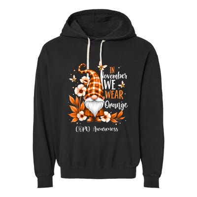 Copd Awareness Gnome In We Wear Orange Women Support Garment-Dyed Fleece Hoodie