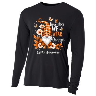 Copd Awareness Gnome In We Wear Orange Women Support Cooling Performance Long Sleeve Crew