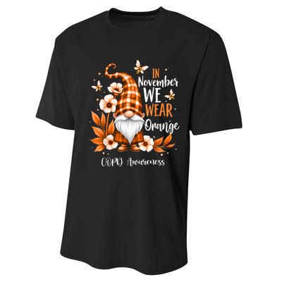 Copd Awareness Gnome In We Wear Orange Women Support Performance Sprint T-Shirt