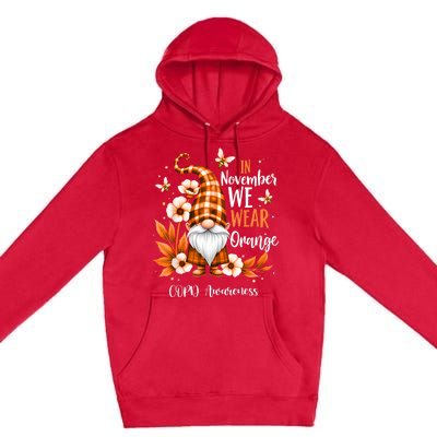 Copd Awareness Gnome In We Wear Orange Women Support Premium Pullover Hoodie