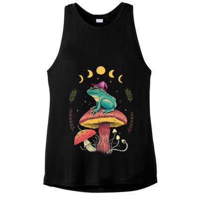 Cottagecore Aesthetic Goblincore Frog Wizard On Mushroom Ladies PosiCharge Tri-Blend Wicking Tank
