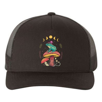 Cottagecore Aesthetic Goblincore Frog Wizard On Mushroom Yupoong Adult 5-Panel Trucker Hat