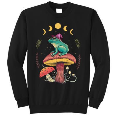 Cottagecore Aesthetic Goblincore Frog Wizard On Mushroom Sweatshirt
