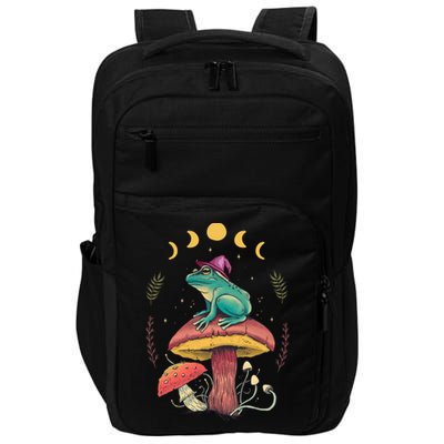 Cottagecore Aesthetic Goblincore Frog Wizard On Mushroom Impact Tech Backpack