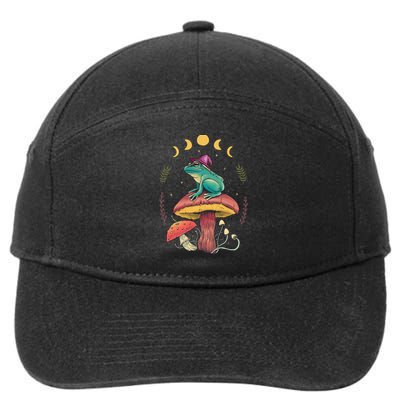 Cottagecore Aesthetic Goblincore Frog Wizard On Mushroom 7-Panel Snapback Hat