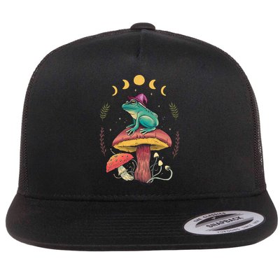 Cottagecore Aesthetic Goblincore Frog Wizard On Mushroom Flatbill Hat