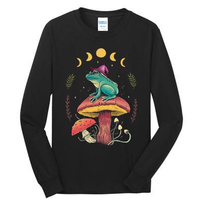 Cottagecore Aesthetic Goblincore Frog Wizard On Mushroom Tall Long Sleeve T-Shirt