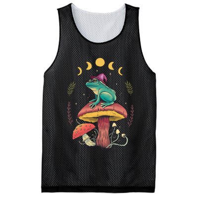 Cottagecore Aesthetic Goblincore Frog Wizard On Mushroom Mesh Reversible Basketball Jersey Tank