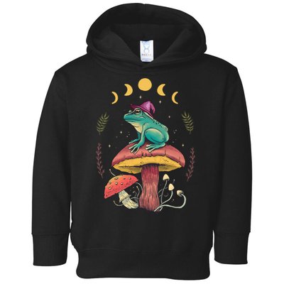 Cottagecore Aesthetic Goblincore Frog Wizard On Mushroom Toddler Hoodie