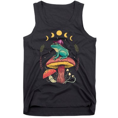 Cottagecore Aesthetic Goblincore Frog Wizard On Mushroom Tank Top
