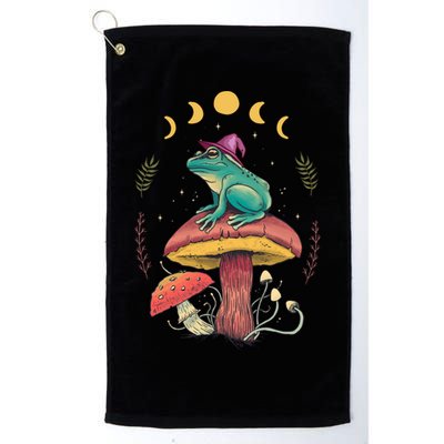 Cottagecore Aesthetic Goblincore Frog Wizard On Mushroom Golf Towel