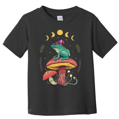 Cottagecore Aesthetic Goblincore Frog Wizard On Mushroom Toddler T-Shirt