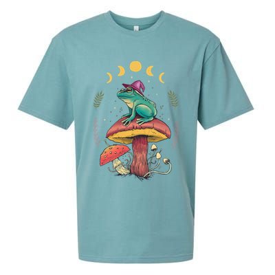 Cottagecore Aesthetic Goblincore Frog Wizard On Mushroom Sueded Cloud Jersey T-Shirt